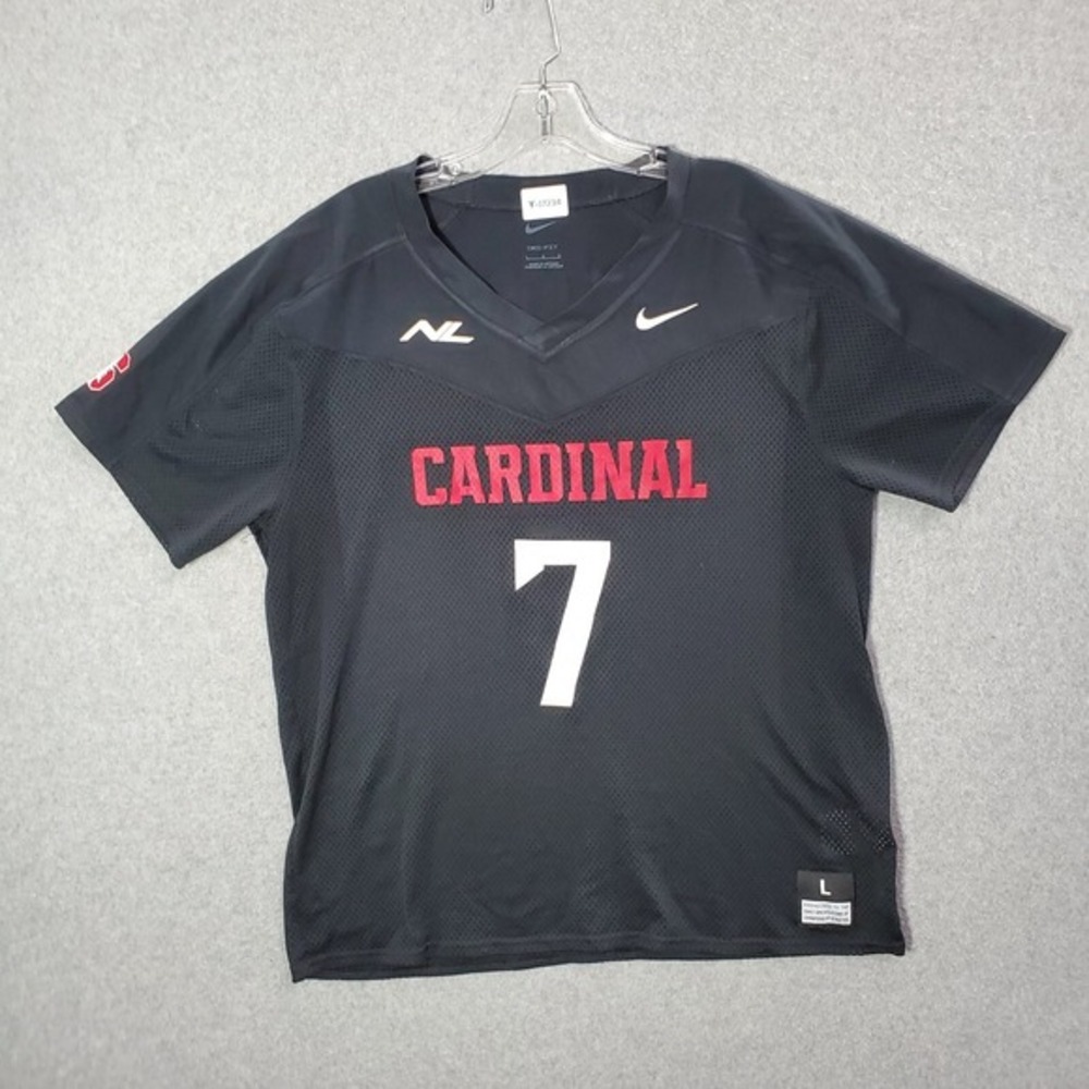 Stanford Cardinal Men Jersey Large Black Logo Nike Moore 7 Short Sleeve V Neck